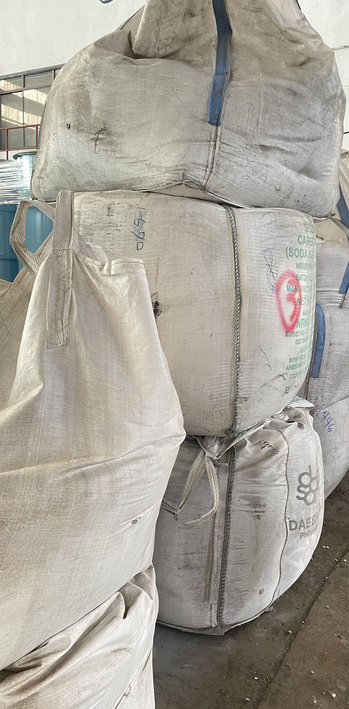 Stacked bulk bags of recyclable materials