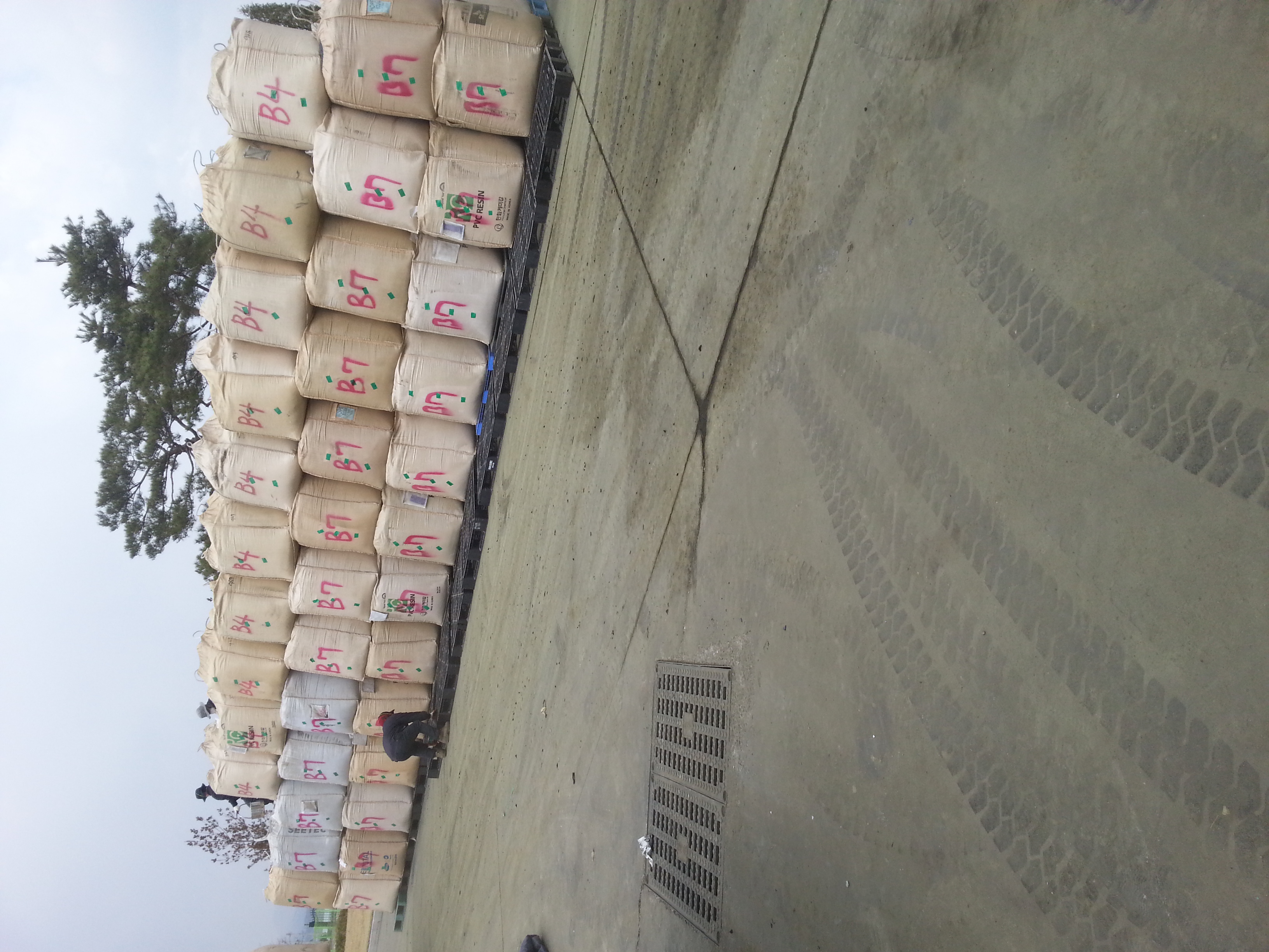 Stacked industrial recycling bags